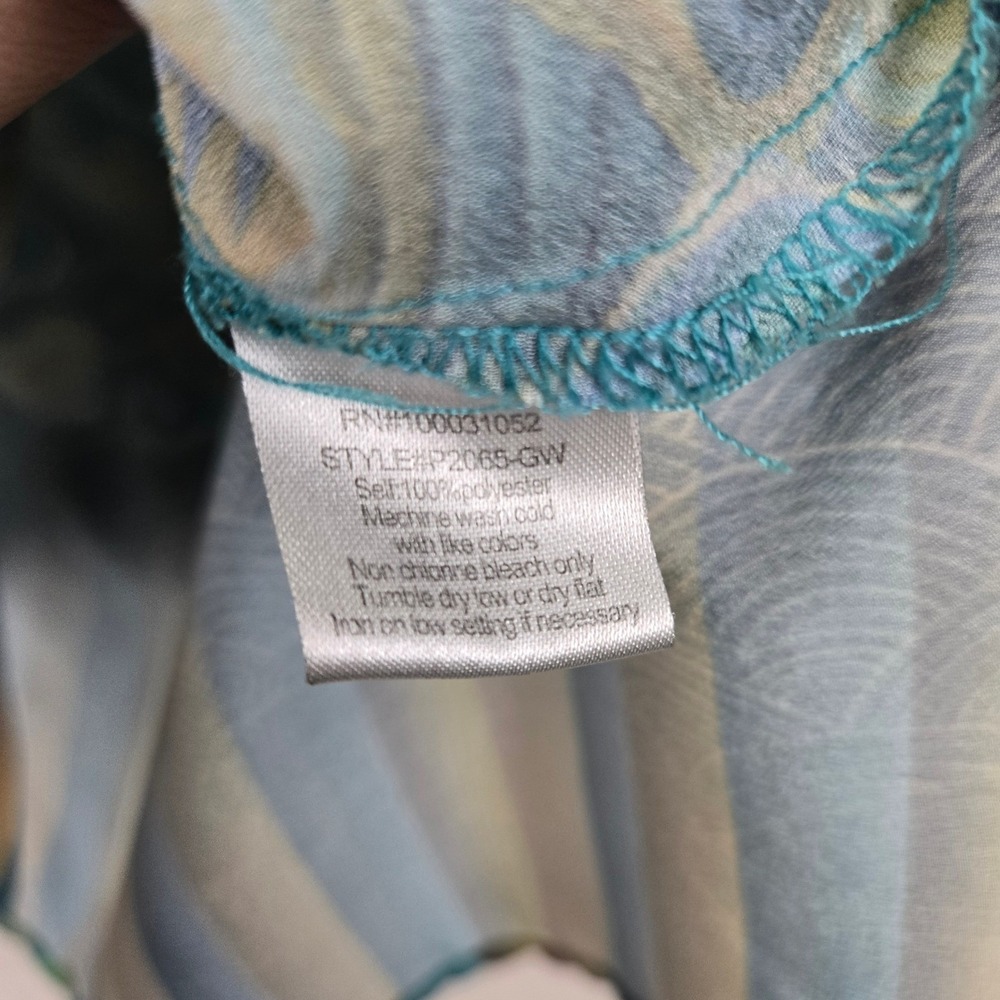 Elegant Blue Patterned Women's Blouse - Picture 7 of 9